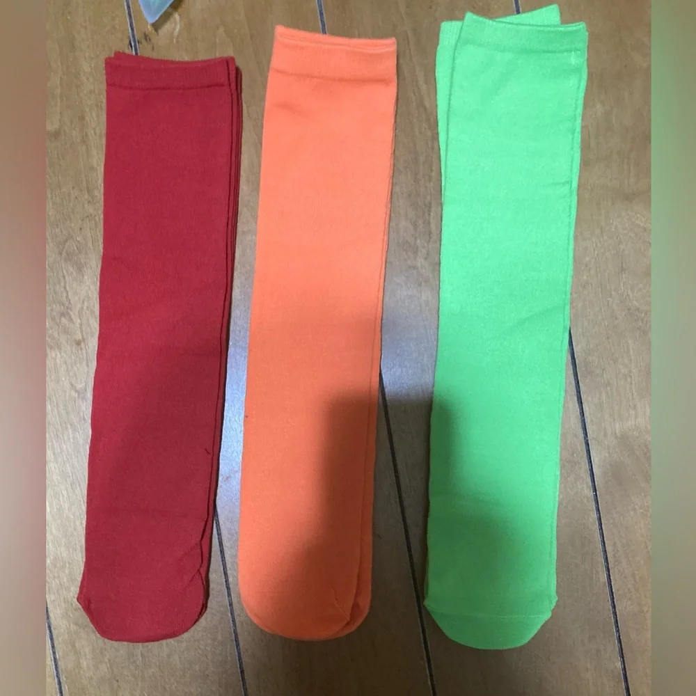 NWT American Trends Kids Size Large Neon Orange, Green and Red Socks (6 Pair)